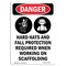 Signmission OSHA Danger Sign, Hard Hats And Fall, 18in X 12in Aluminum, 12" W, 18" H, Portrait OS-DS-A-1218-V-1658 - alternate 1
